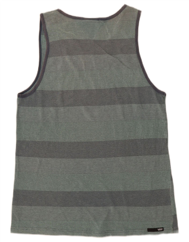 VANS Mens Vest Top Medium Green Striped Cotton