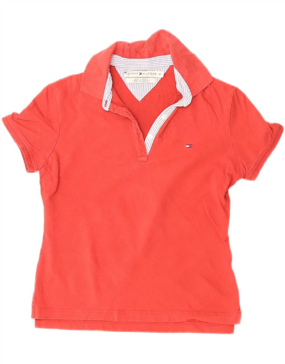 TOMMY HILFIGER Dame poloshirt UK 10 Lille rød bomuld