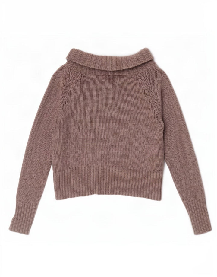 Jigsaw Womens Crop 3/4-ærmet wrap cardigan sweater UK 14 Medium Brun