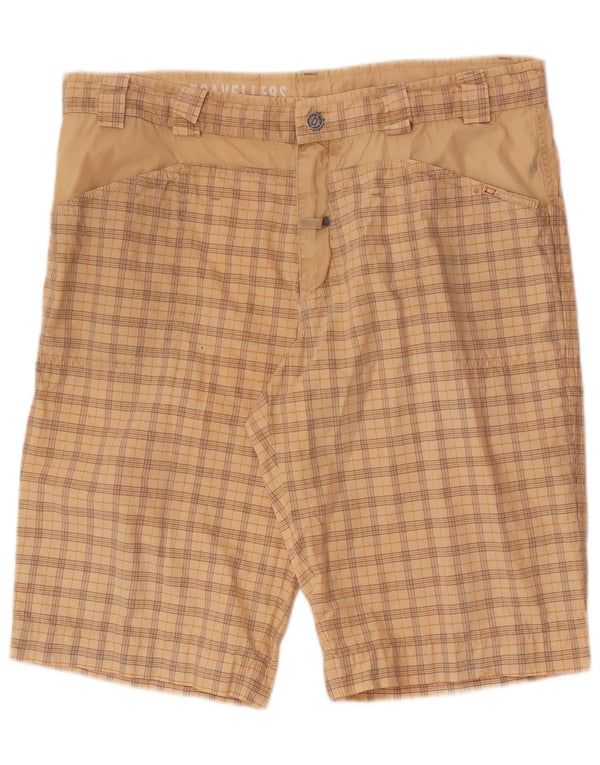 Cape Horn Herre Regular Chino Shorts W38 XL Beige Plaid Bomuld