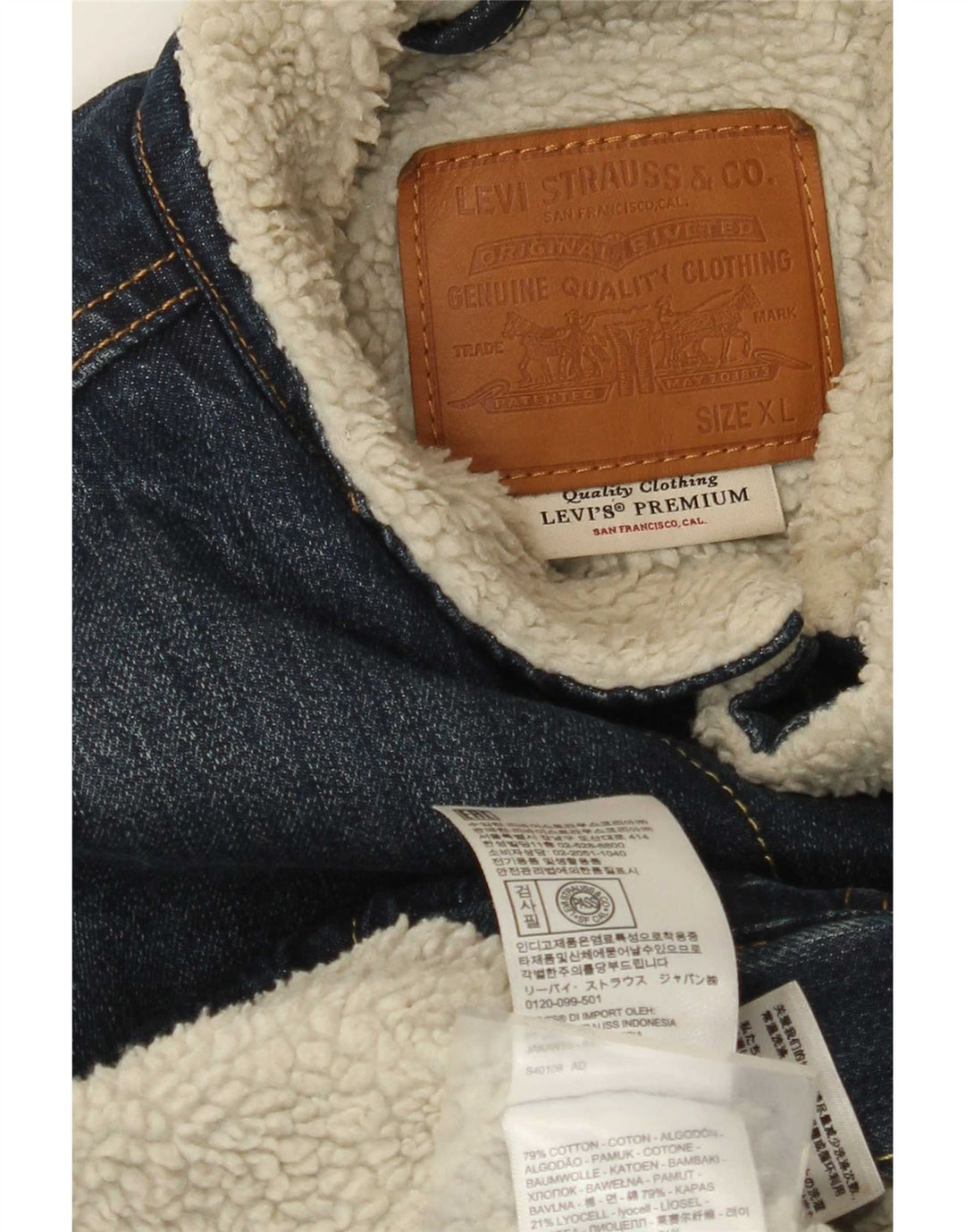 Levi's Herre Sherpa Denimjakke UK 42 XL Blå Bomuld