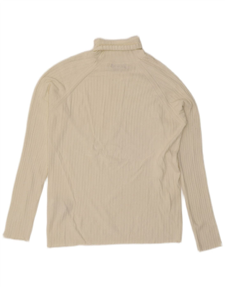 Zara Herre Rullehalstrøje Sweater Stor Hvid Viscose