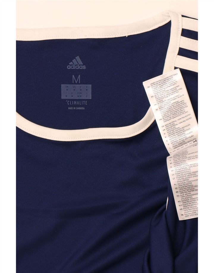 ADIDAS Mens Climalite T-Shirt Top Medium Navy Blue Colourblock Polyester