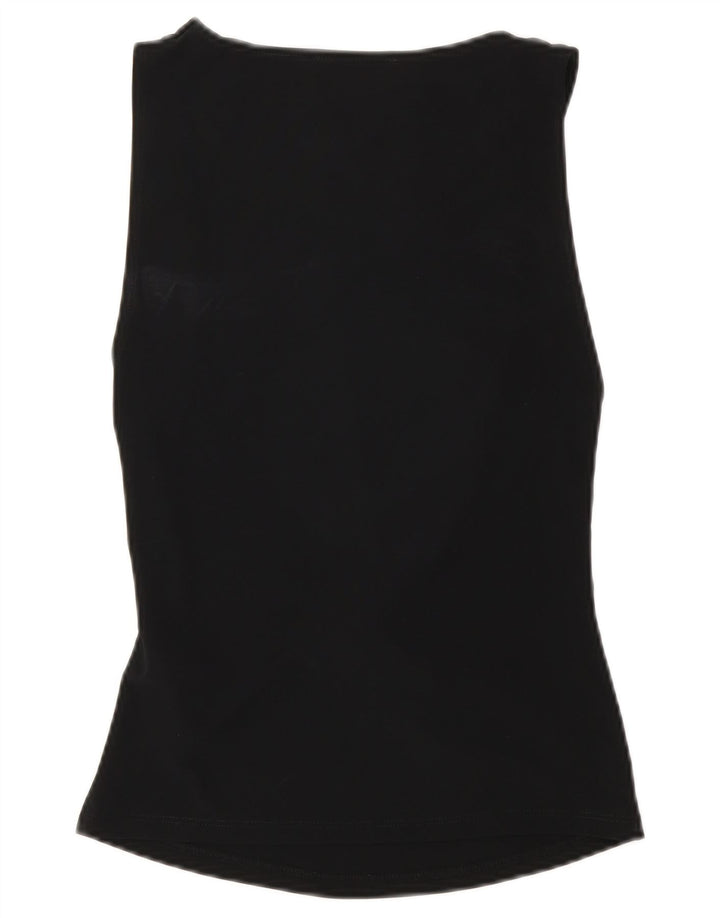 Zara Dame ærmeløs bluse Top UK 12 Medium Sort Polyester