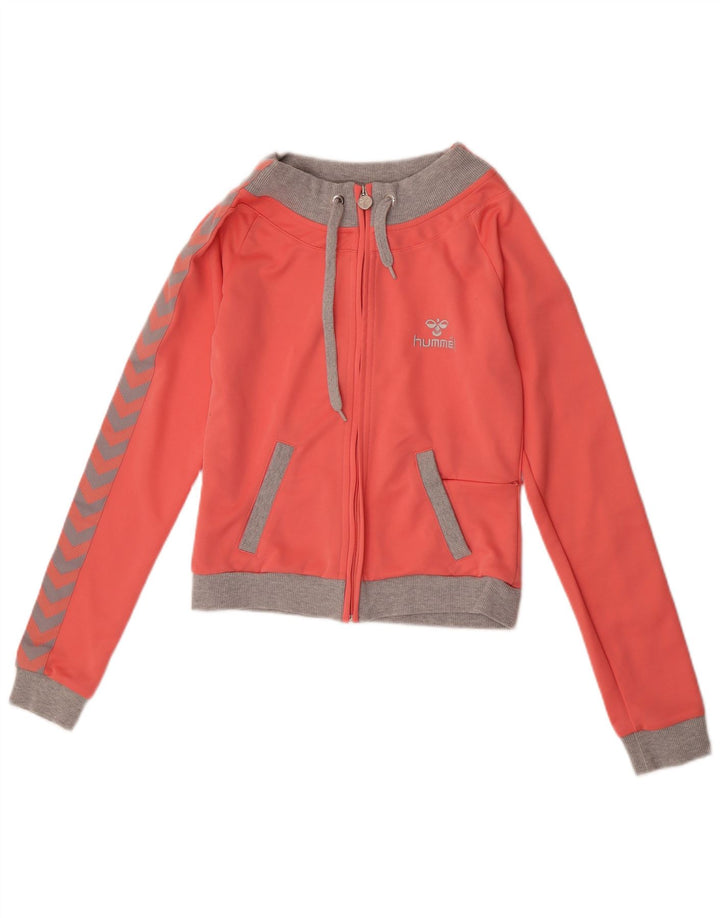 Hummel Graphic Tracksuit Top Jacket UK 10 Small Pink Colourblock