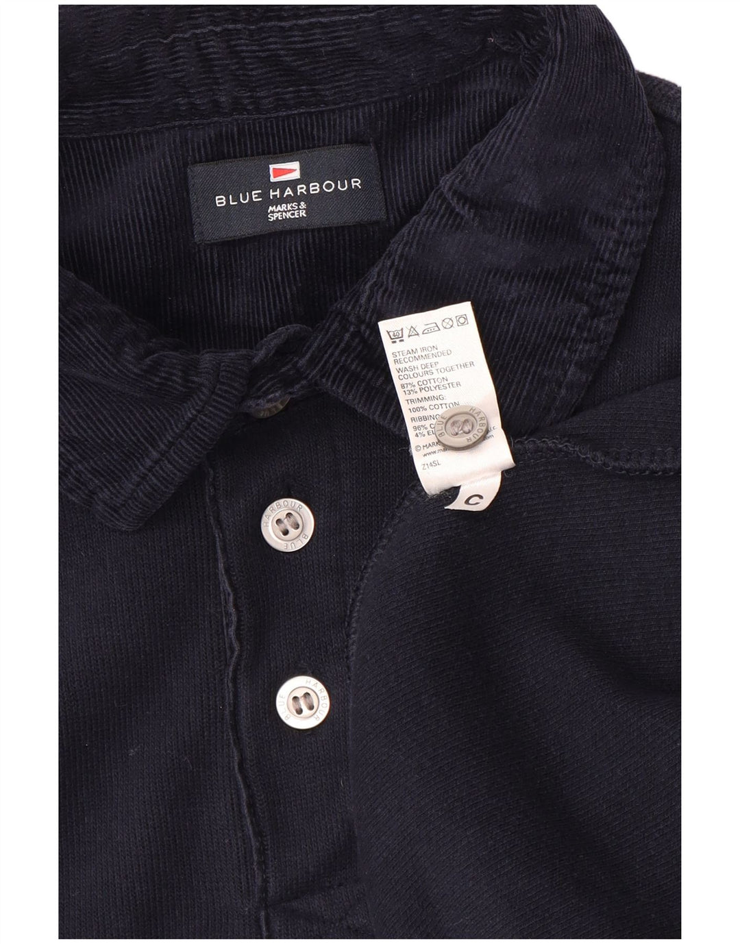 Marks & Spencer Herre Blue Harbor langærmet poloshirt Stor marineblå
