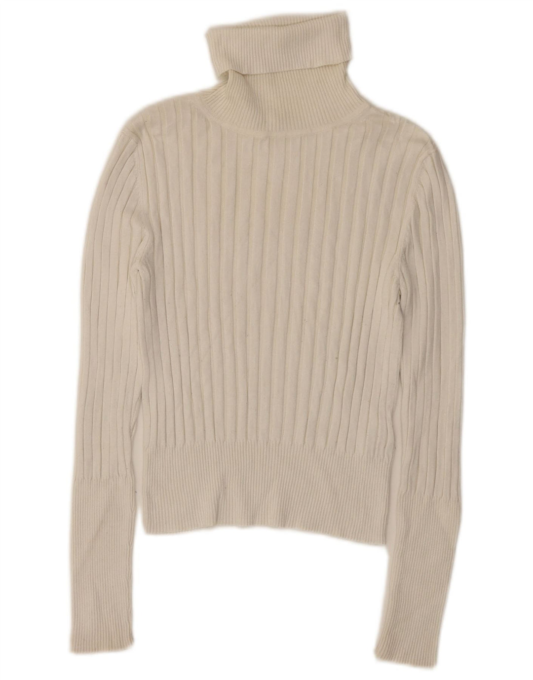 Zara Womens Crop Roll Neck Jumper Sweater UK 14 Large Off White Viscose