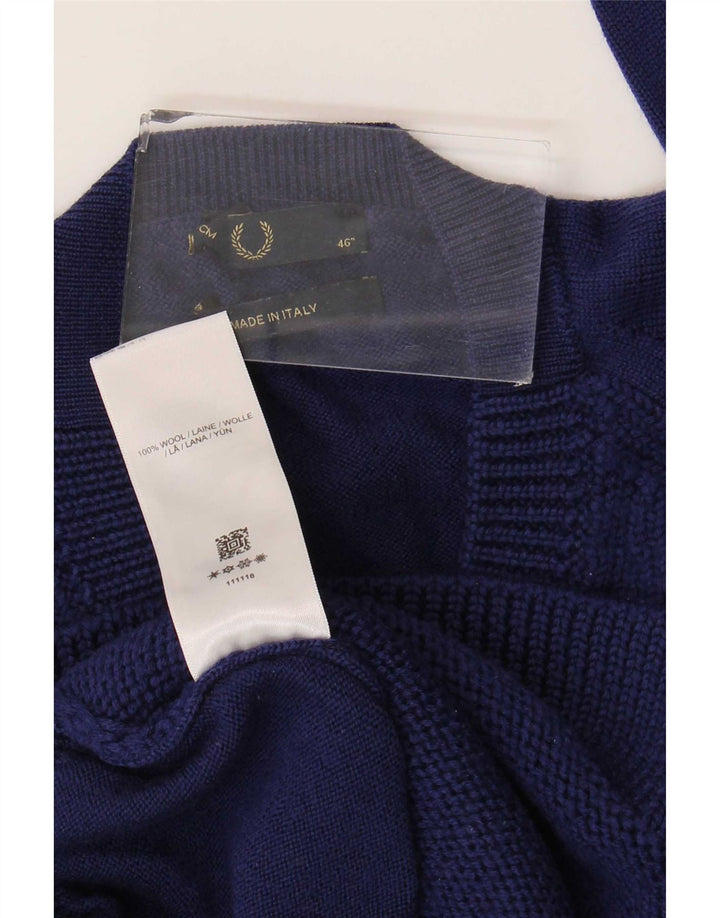 Fred Perry Herre V-hals sweater Stor marineblå uld