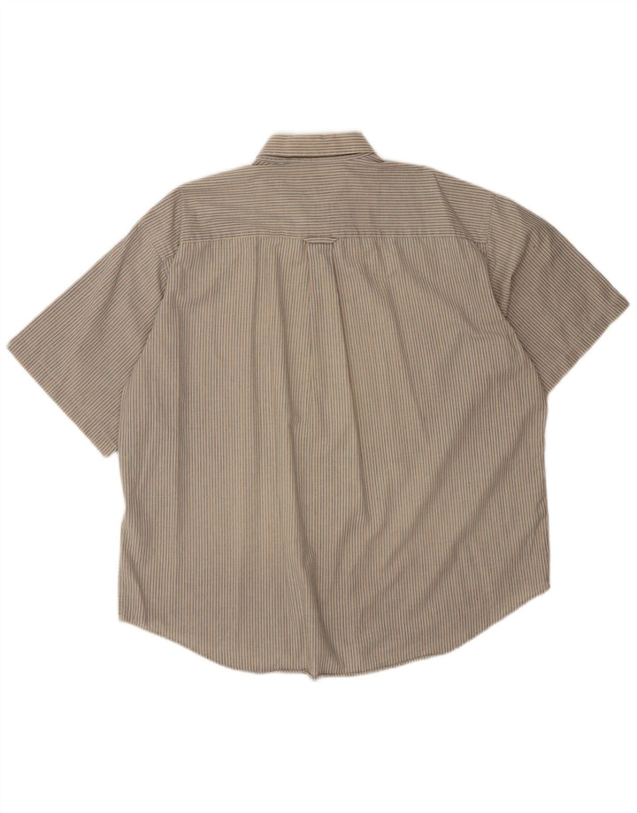 DOCKERS Mens Short Sleeve Shirt XL Grey Striped Cotton