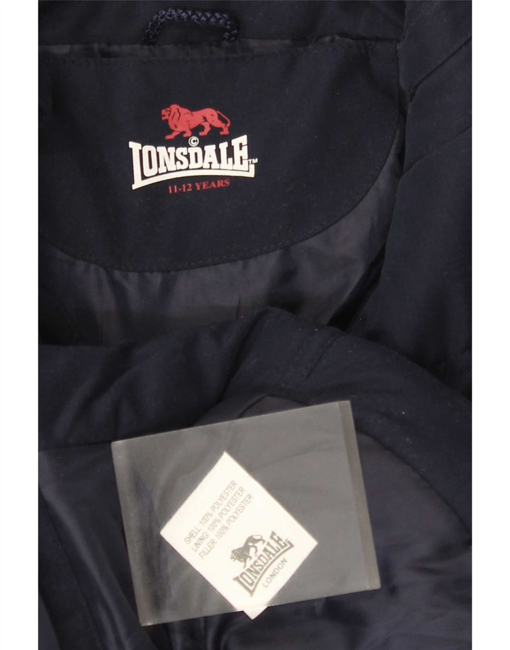 Lonsdale Pige Polstret Jakke 11-12 År Navy Blue Polyester