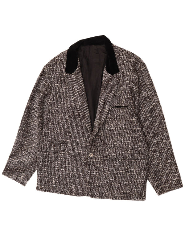 Vintage blazerjakke til mænd med 1 knap UK 40 Large Grå Flecked