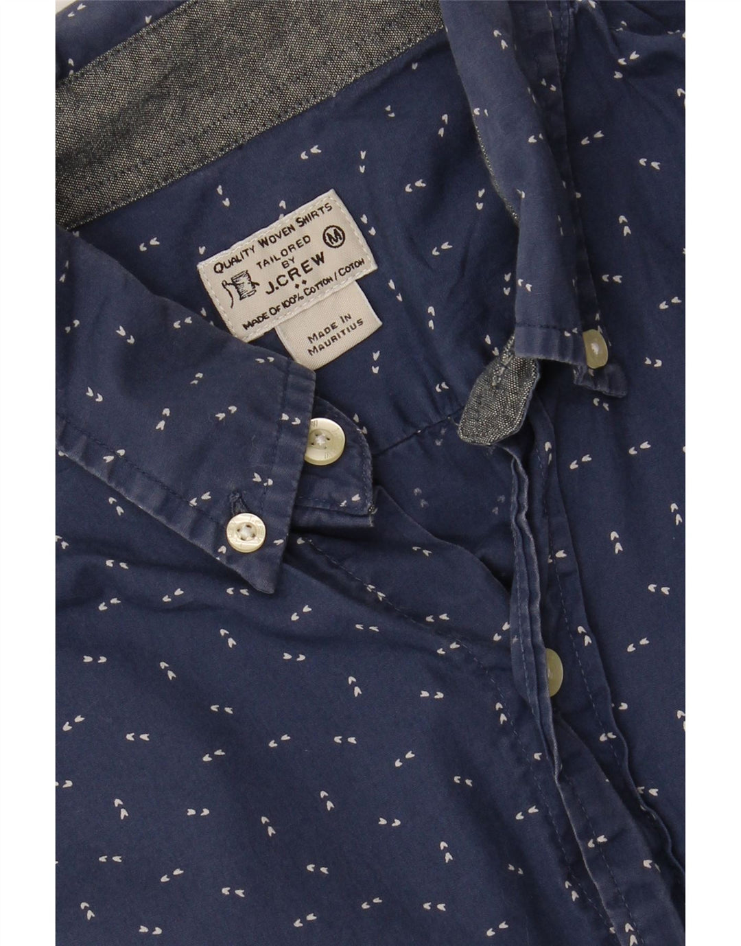 J. CREW Mens Shirt Medium Navy Blue Spotted Cotton Vintage J. Crew and Second-Hand J. Crew from Messina Hembry 