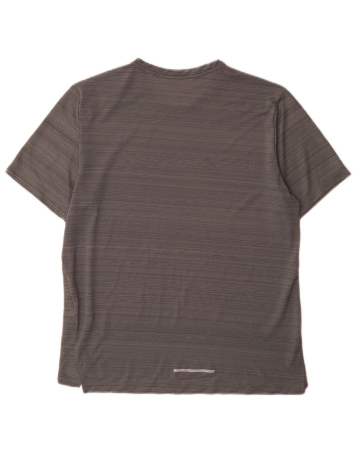 Nike herre Dri Fit T-shirt top mellemgrå stribet polyester