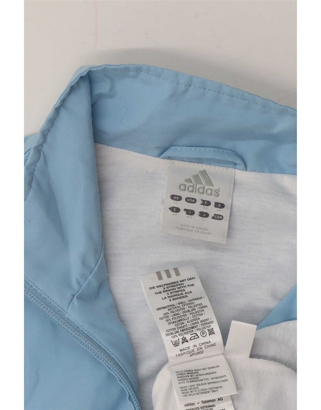 Adidas træningsdragt topjakke til kvinder UK 12 Medium Blue Polyester