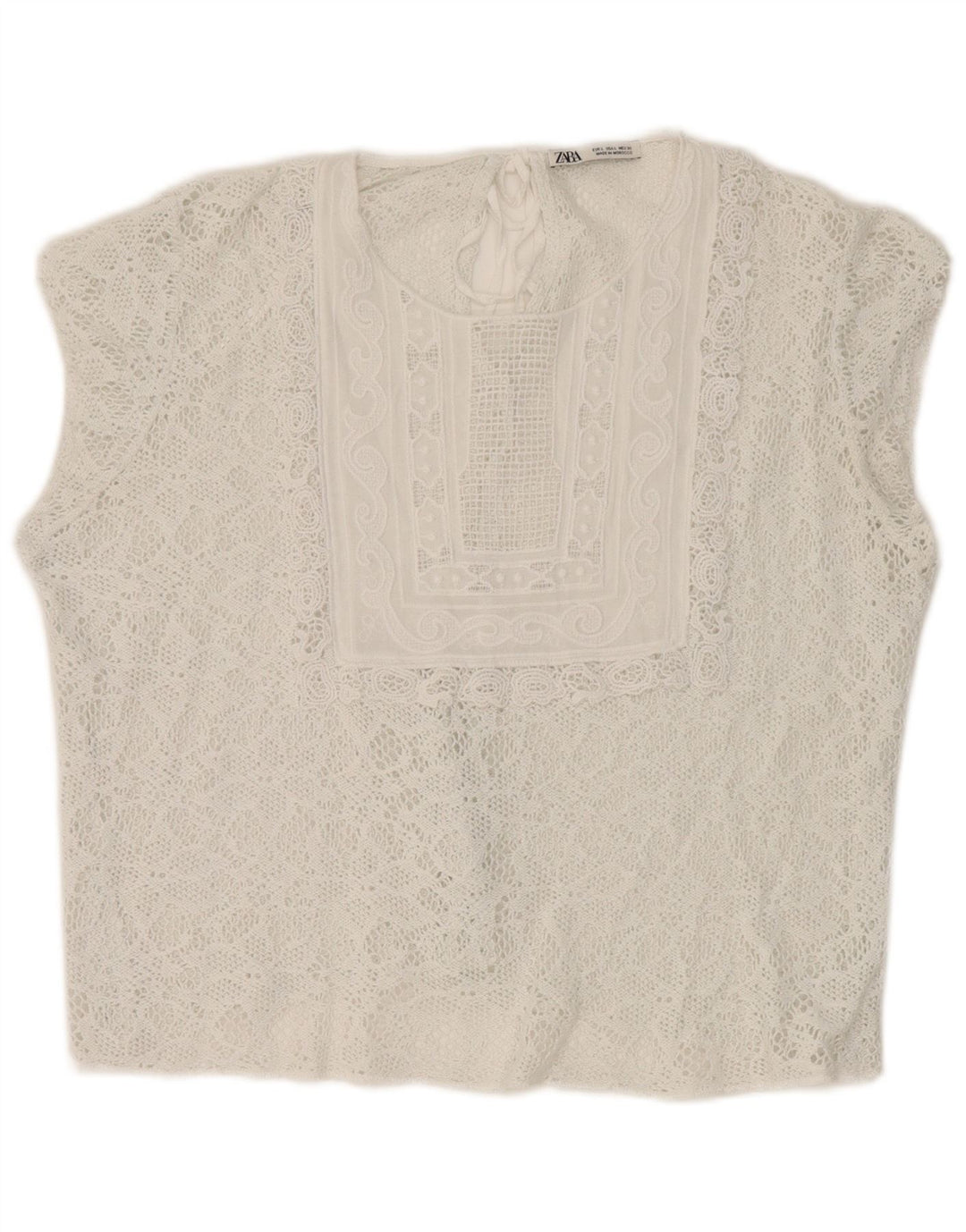 Zara Womens Crop Blondebluse Top UK 16 Large White