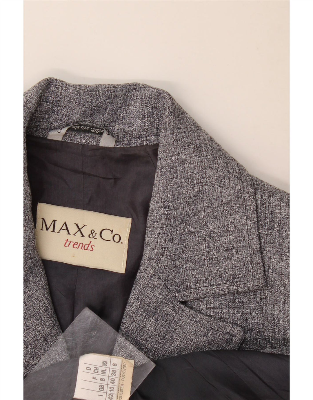 Max & Co. Dame 4-knaps blazerjakke UK 10 Lille grå polyester