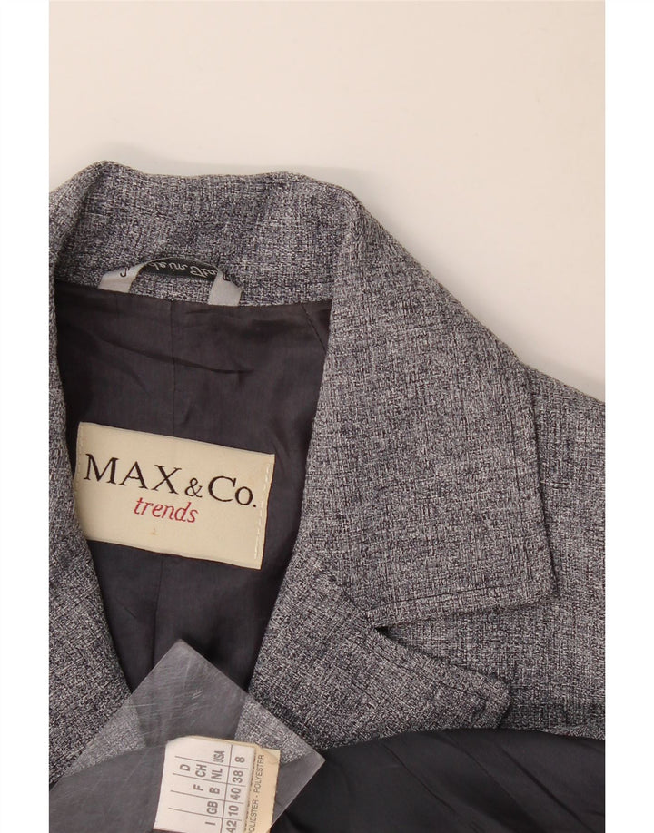 Max & Co. Dame 4-knaps blazerjakke UK 10 Lille grå polyester