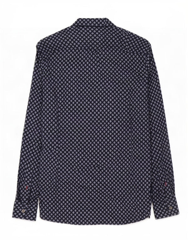 Ted Baker Mens Shirt Size 2 Small Navy Blue Floral Cotton