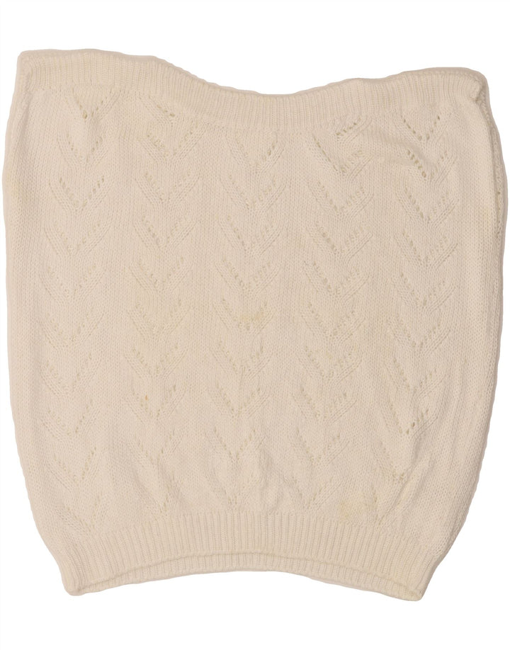 VINTAGE Womens Oversized Boat Neck Jumper Sweater UK 10 Small White Vintage Vintage and Second-Hand Vintage from Messina Hembry 
