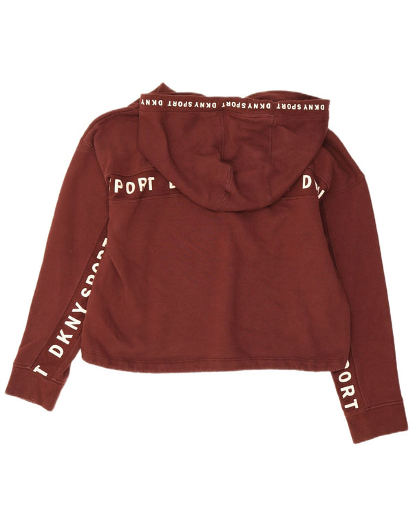 Dkny Womens Graphic Oversized Hoodie Jumper UK 10 Small Brown Bomuld