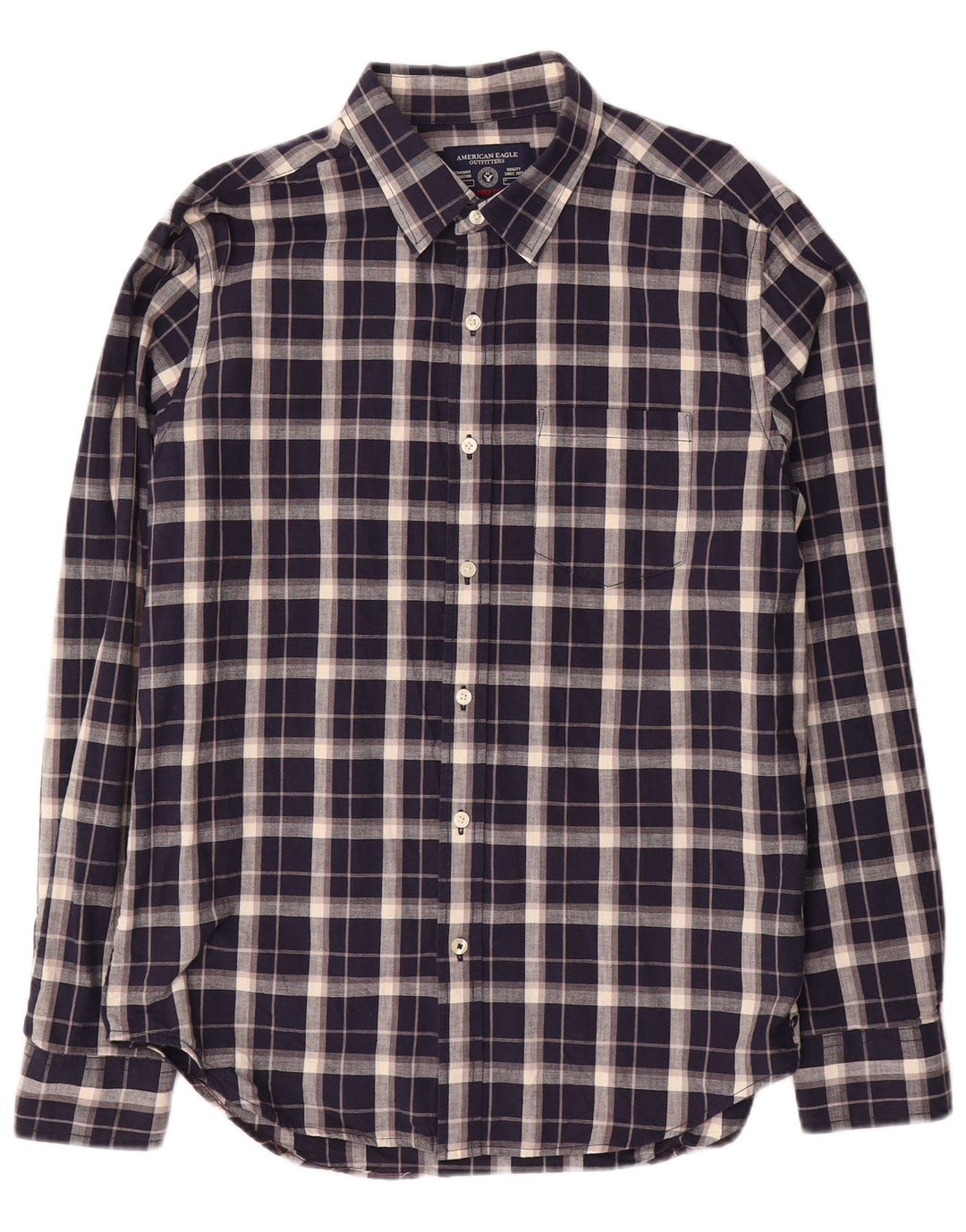 American Eagle herreskjorte medium marineblå ternet bomuld