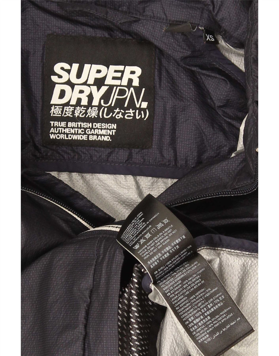 Superdry Regnjakke til mænd UK 34 XS marineblå nylon