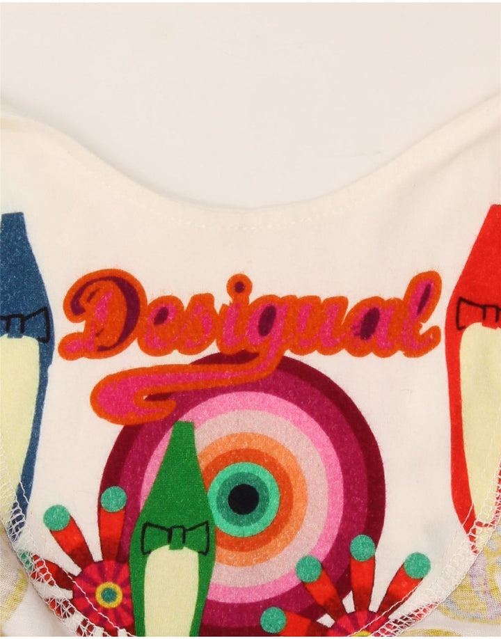 DESIGUAL Womens Sleeveless Tunic Top UK 12 Medium White Floral Vintage Desigual and Second-Hand Desigual from Messina Hembry 