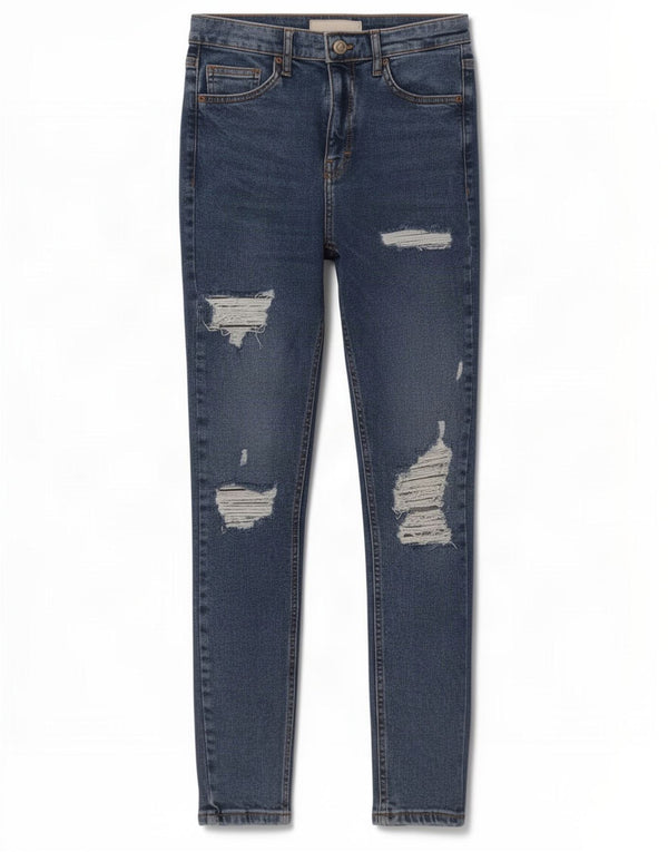 Topshop Womens Jamie Distressed Skinny Jeans W28 L27 Blue Cotton
