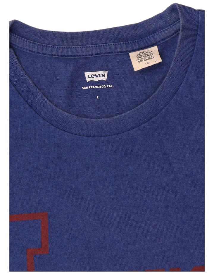 Levi's Dame Grafisk T-Shirt Top UK 16 Stor Blå