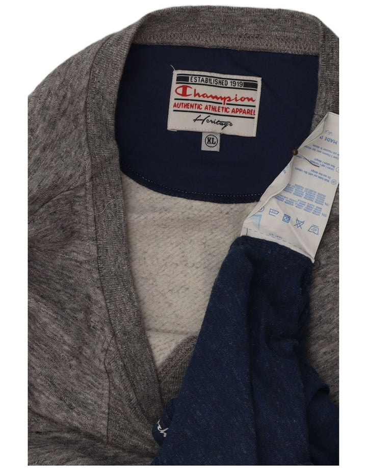 Champion Womens Heritage Sweatshirt Jumper UK 18 XL Grå Colourblock