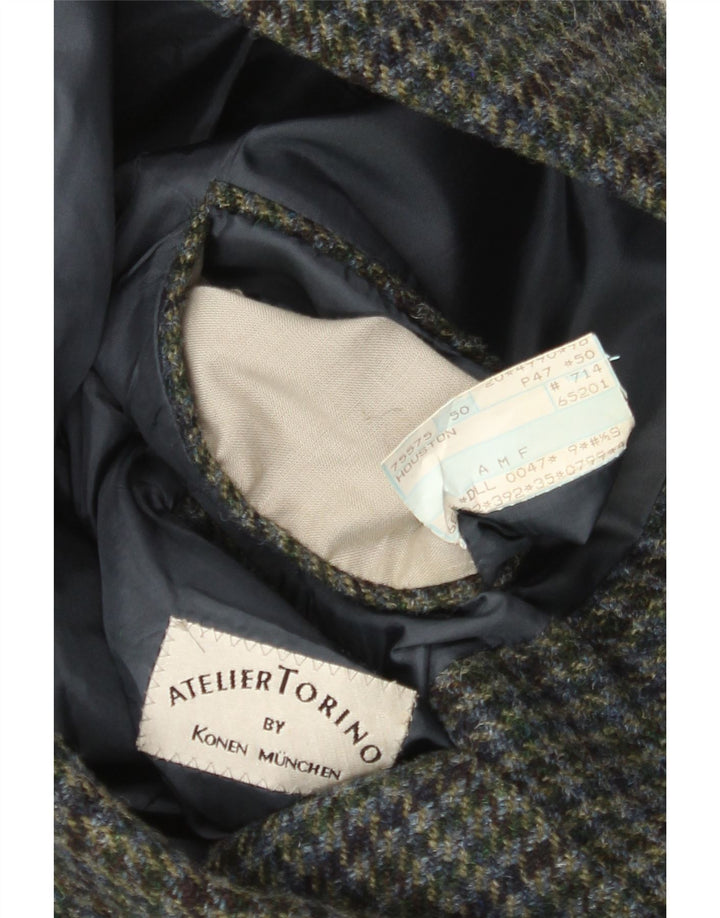 Konen Munchen Herre 3 Button Blazer Jacket EU 50 Large Green Houndstooth
