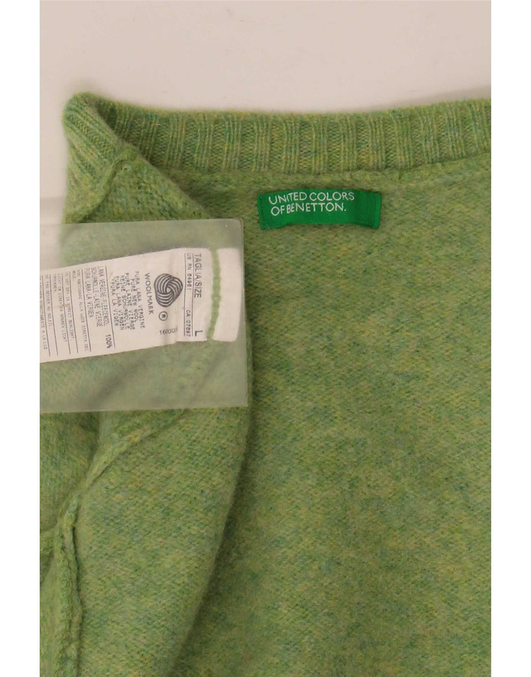 Benetton dame sweater med rund hals DK 16 Stor grøn uld