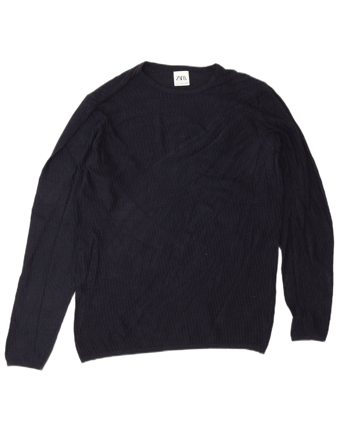 Zara Herre trøje med rund hals, medium marineblå viskose