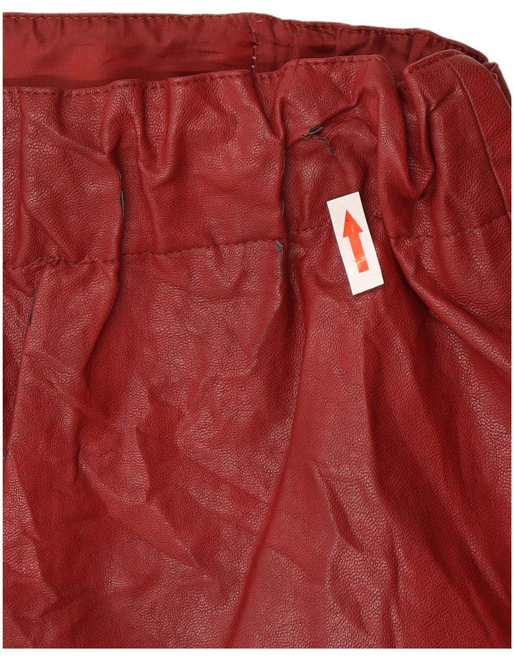 Zara Dame Læder Nederdel Small W26 Burgundy
