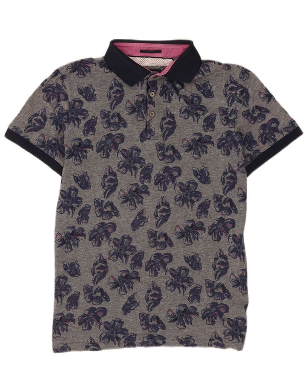 Ted Baker herre poloshirt str. 4 Large Grå blomsterbomuld