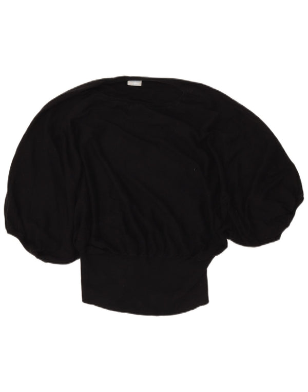 Oasis Dame Kortærmet Boat Neck Jumper Sweater UK 10 Small Black Bomuld