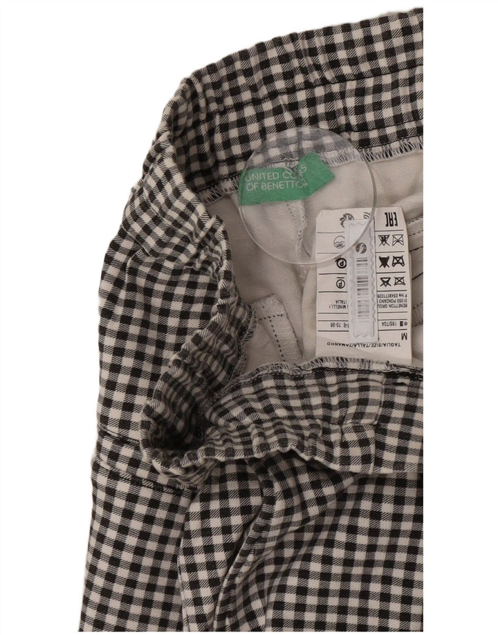 Benetton Womens High Waist Cropped Trousers Medium W28 L24 Black Gingham