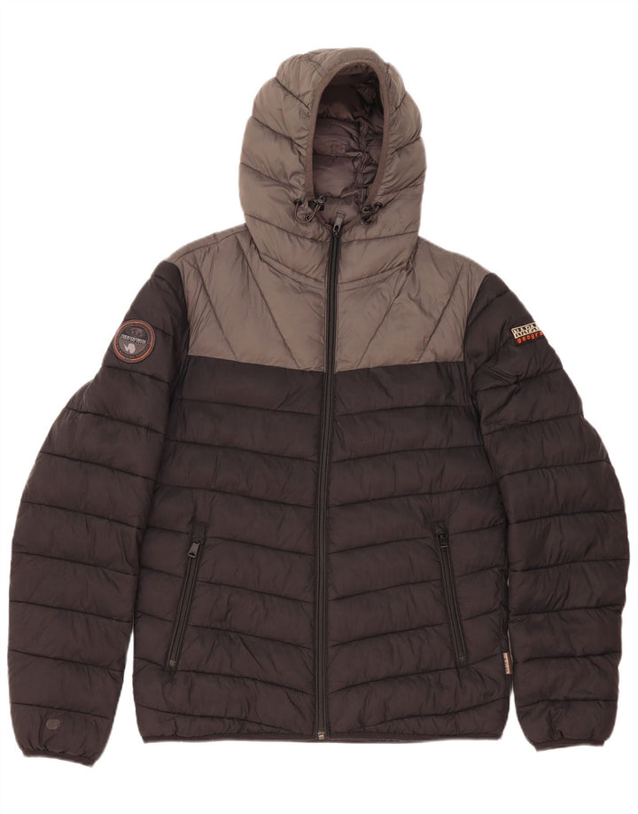 Napapijri Herre hættepolstret jakke UK 38 Medium Black Colourblock