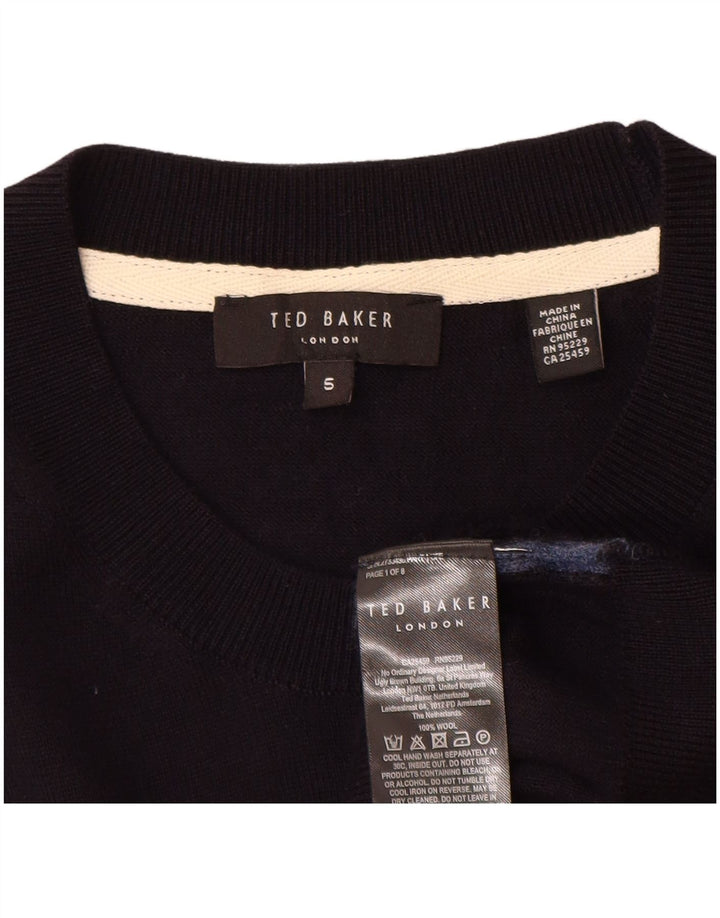 Ted Baker dame sweater med rund hals str. 5 XL marineblå uld