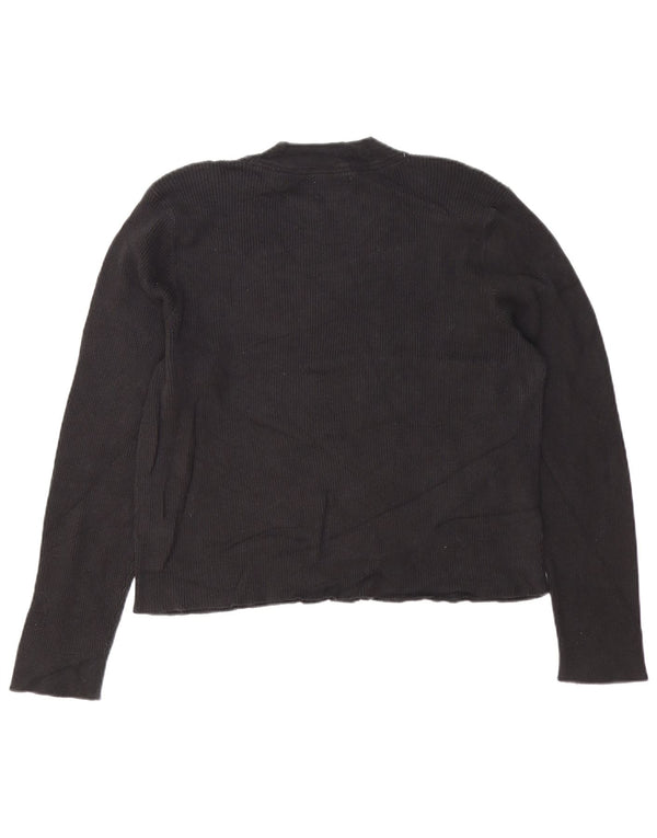 Tommy Hilfiger Dame Crop Jumper Sweater med rund hals UK 20 2XL Sort Bomuld