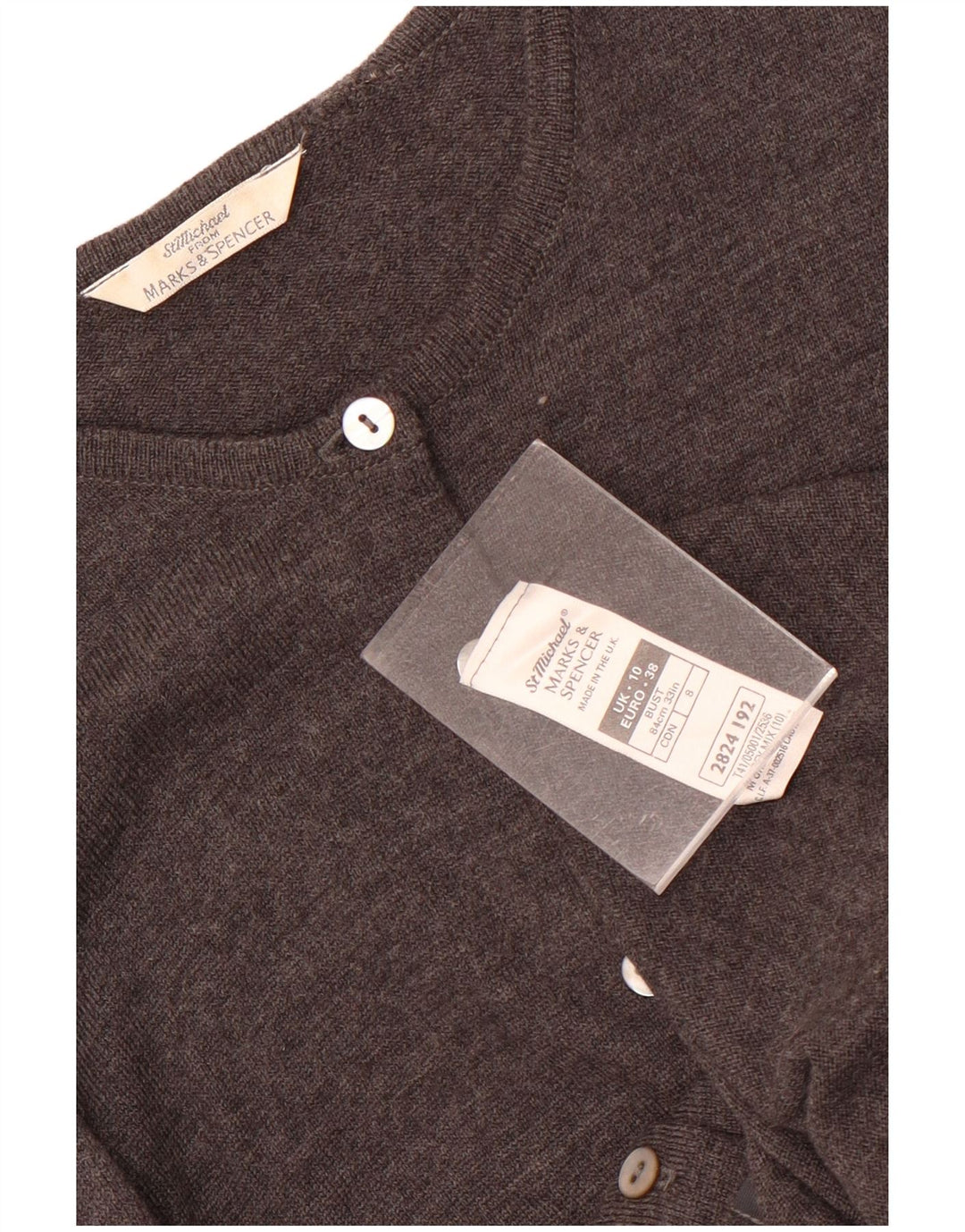 Marks & Spencer Dame Cardigan Sweater UK 10 Small Grey New Wool