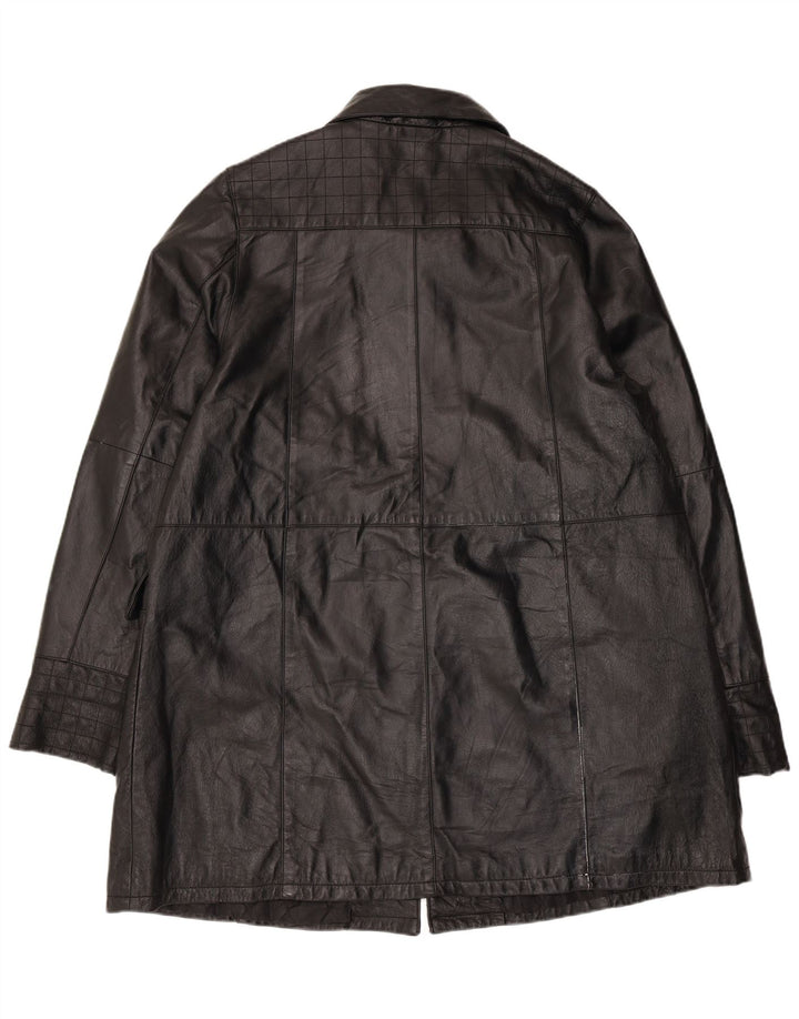Vintage læderfrakke til kvinder IT 50 XL sort læder