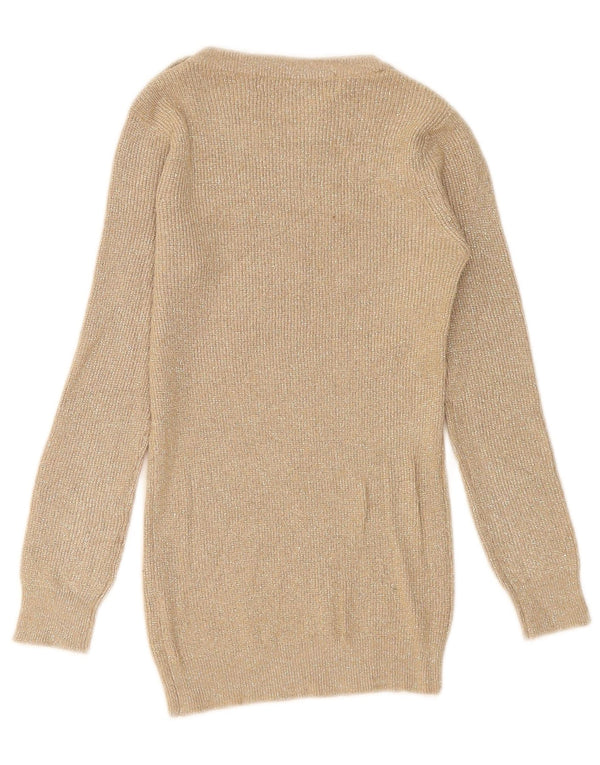 Zara Dame Boat Neck Jumper Sweater UK 8 Small Beige Flecked Viscose