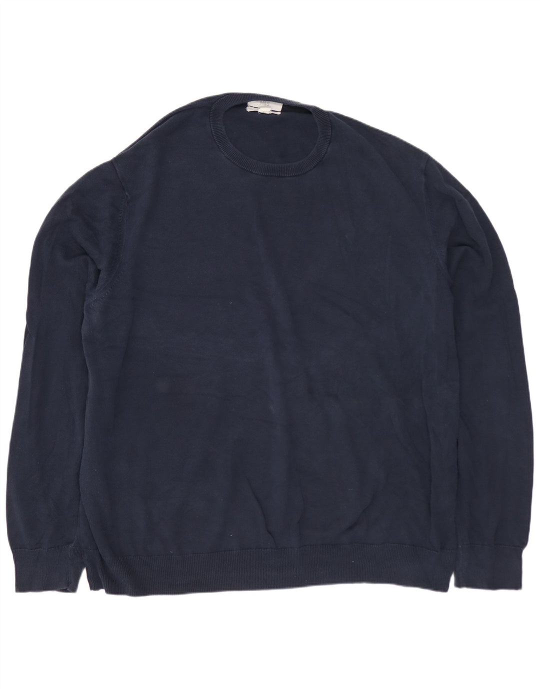 MARKS & SPENCER Herre sweater med rund hals 3XL marineblå bomuld