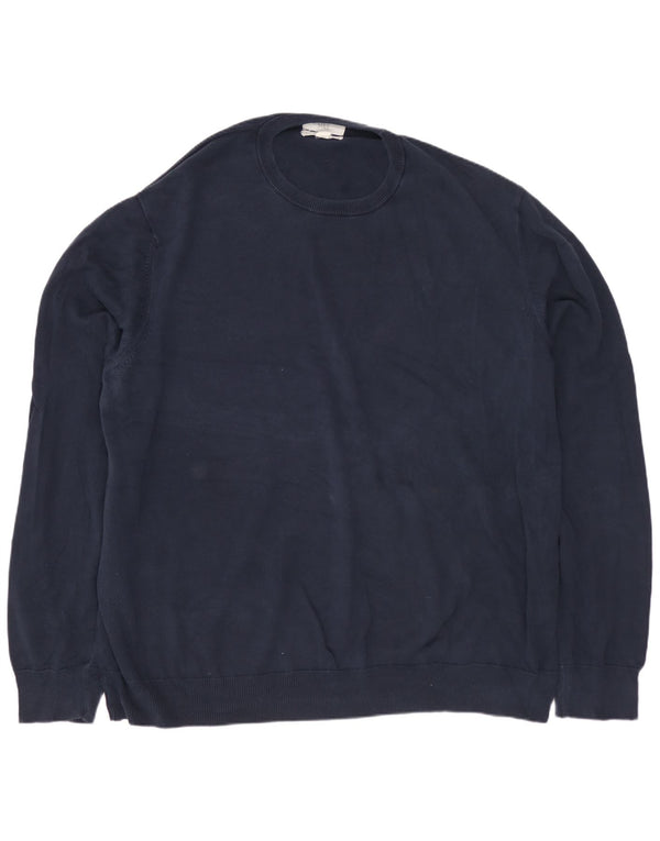 MARKS & SPENCER Herre sweater med rund hals 3XL marineblå bomuld