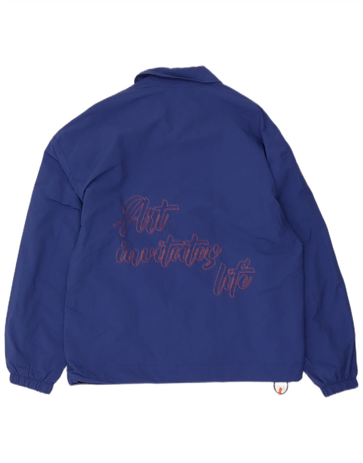 Zara Herre Graphic Bomber Jacket UK 36 Small Blue