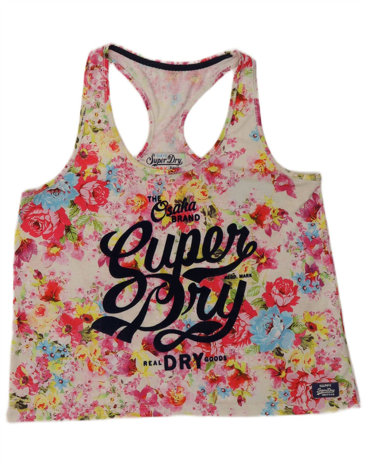 Superdry grafisk vest top til kvinder 16 Stor flerfarvet blomsterpolyester