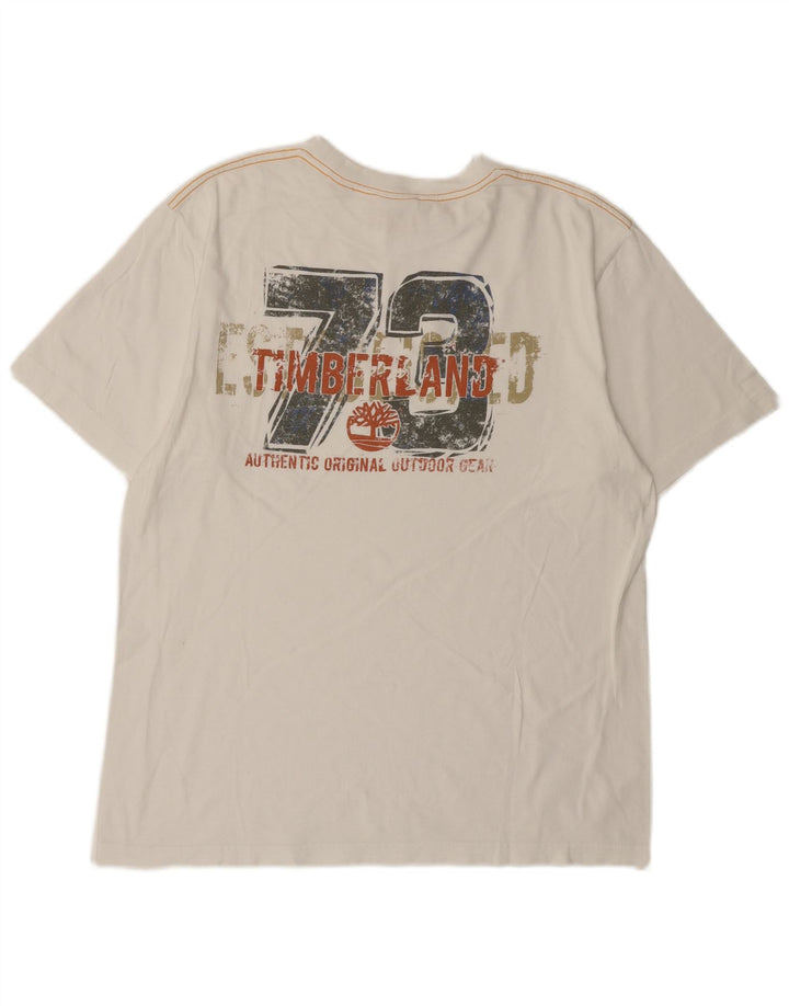 Timberland Herre grafisk T-shirt Top Stor hvid bomuld