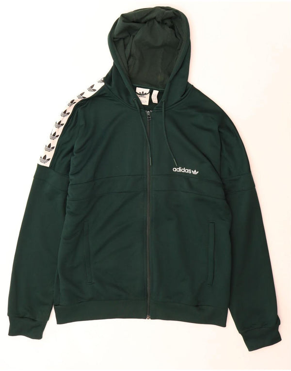 Adidas Herre grafisk hættetrøje med lynlås Large Grøn Colourblock Polyester