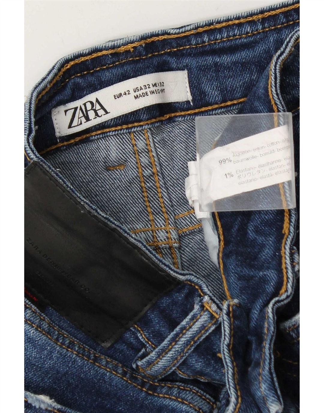 Zara Herre Distressed Slim Jeans EU 42 Large W32 L32 Blue Cotton